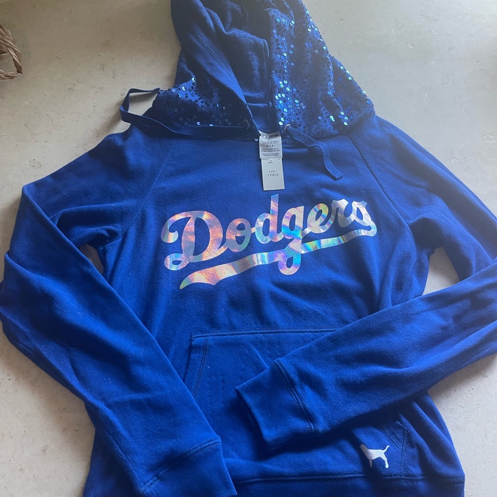 PINK Victoria's Secret Blue Sequin Hoodie